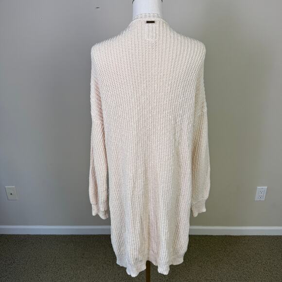 Billabong Long Open Front Knit Pockets Cardigan Sweater US Women’s L - Picture 4 of 7